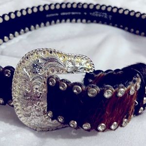 Nacona horse hair leather belt with bling New never worn